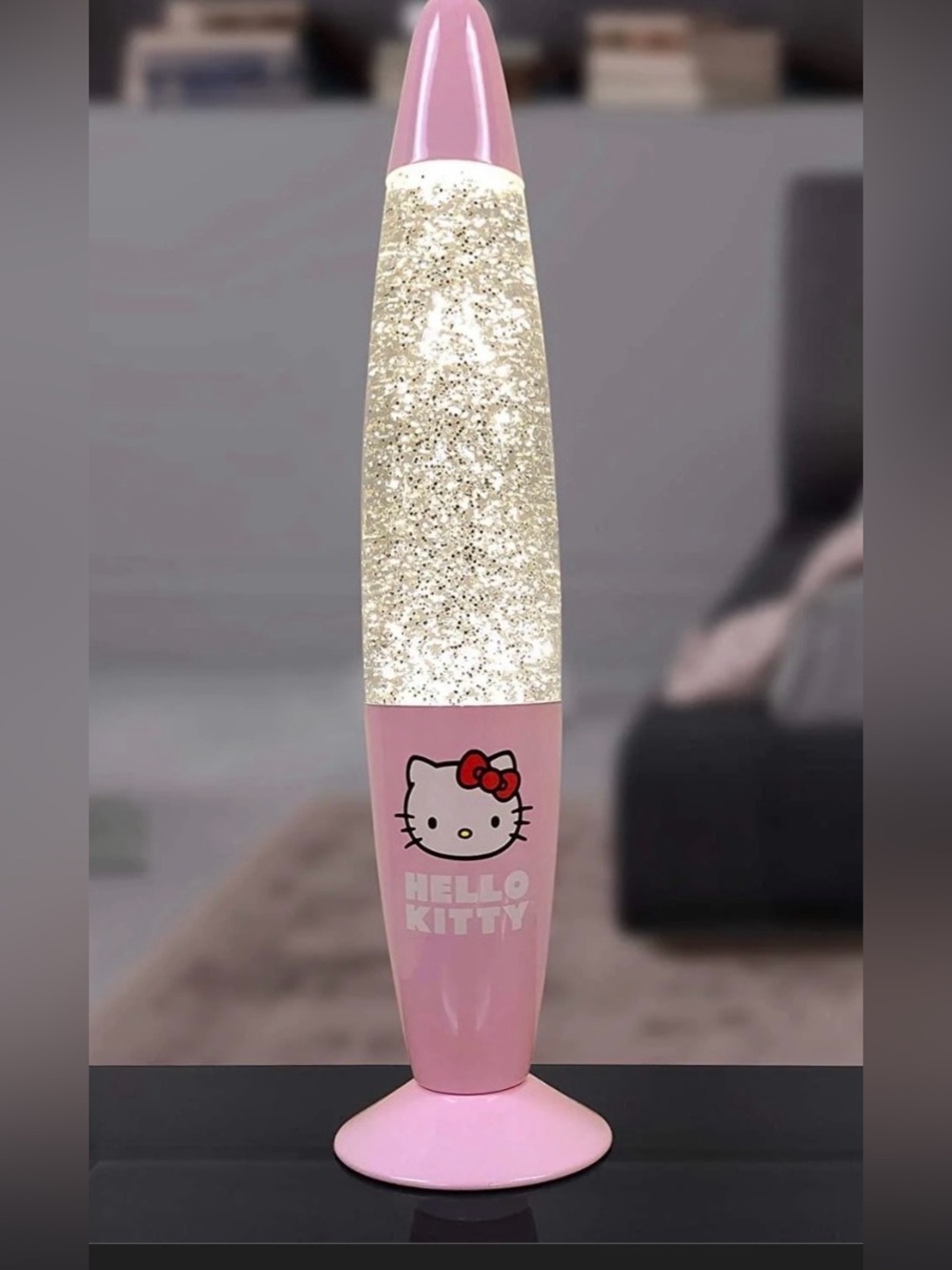 Hello Kitty Pink Glitter Lava Lamp with Gold Sparkle
